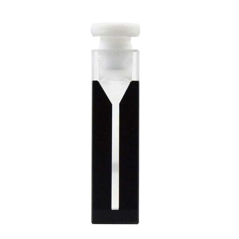 UV quartz semi micro black cuvettes with PTFE stopper, Lightpath 10 mm, 2 clear windows