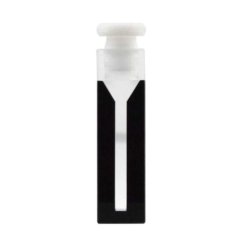 UV quartz semi micro black cuvettes with PTFE stopper, Lightpath 10 mm, 2 clear windows