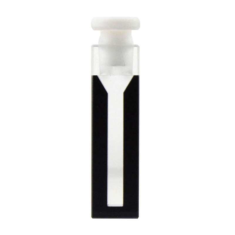 UV quartz semi micro black cuvettes with PTFE stopper, Lightpath 10 mm, 2 clear windows