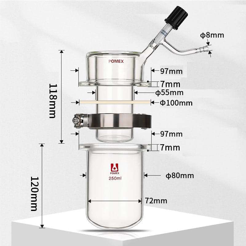 Vacuum Sublimation Apparatus with High Vacuum Valve, Capacity 250 to 2.000 ml