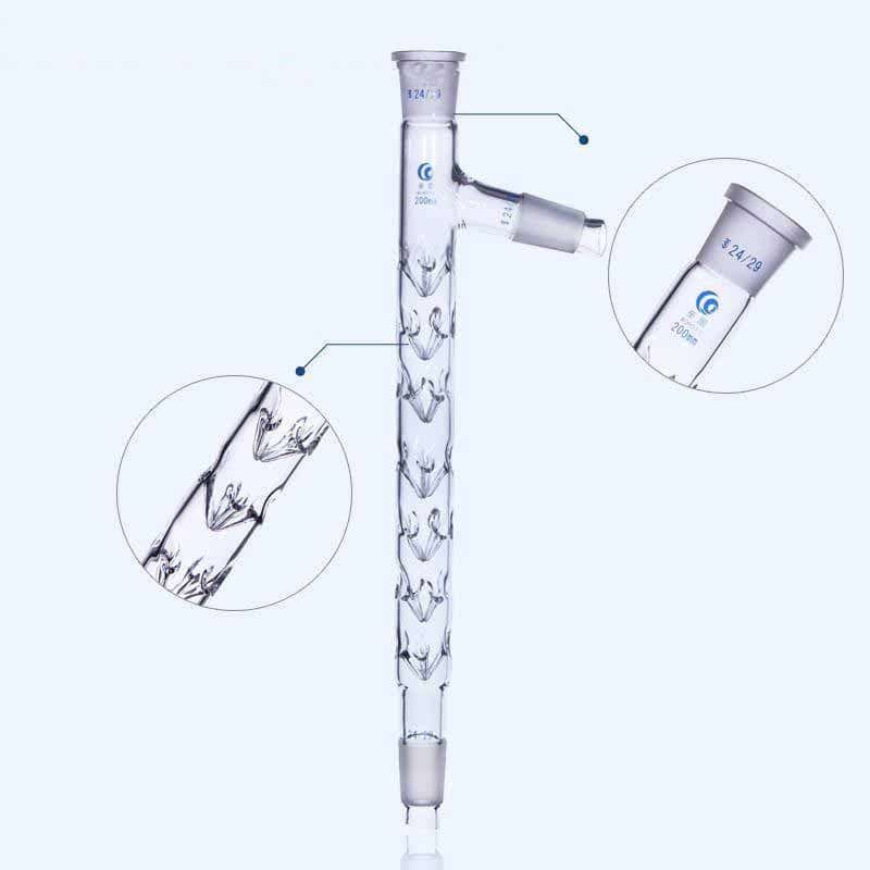 Vigreux column with side tube and joint, length 200 mm to 600 mm