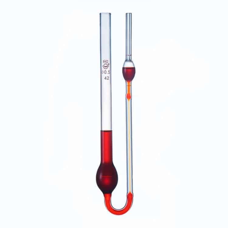 Viscometer acc. to W. Ostwald, capillary diameter 0.4 to 1.0 mm