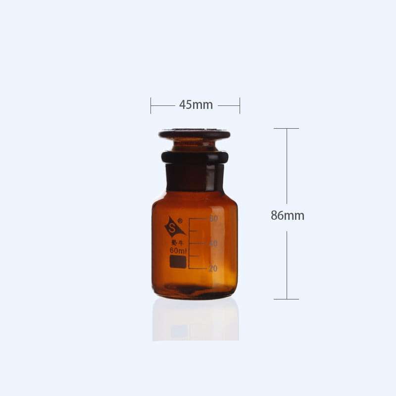 Wide mouth bottle, brown glass, graduated, Capacity 60 ml to 1.000 ml