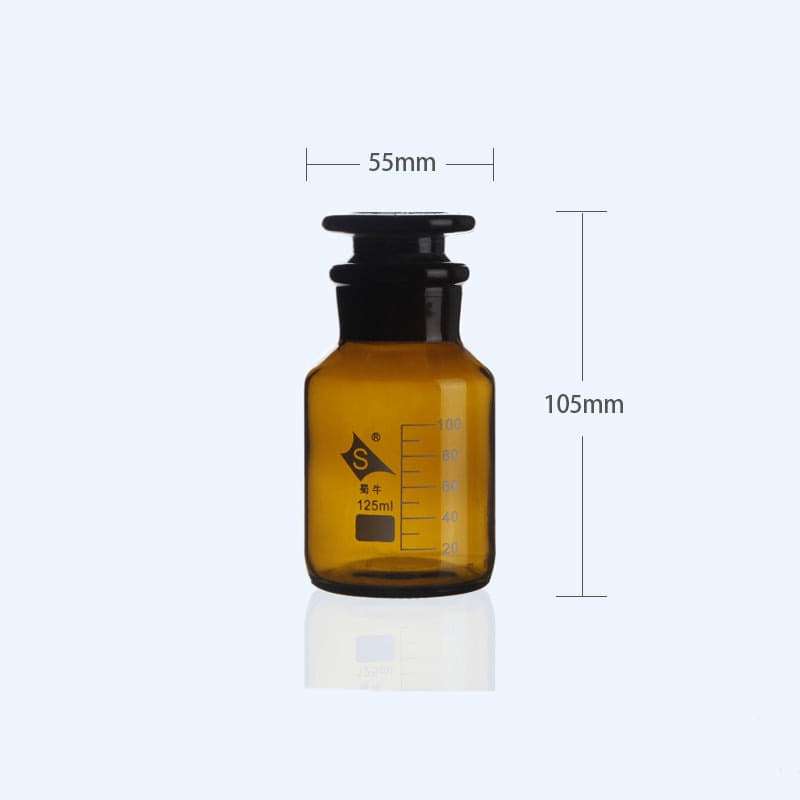 Wide mouth bottle, brown glass, graduated, Capacity 60 ml to 1.000 ml