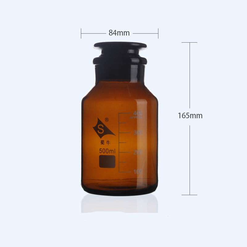 Wide mouth bottle, brown glass, graduated, Capacity 60 ml to 1.000 ml