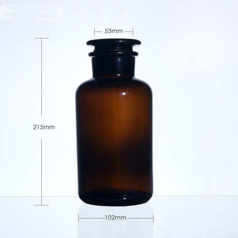 Wide mouth bottle, brown glass, ungraduated, 30 ml to 1.000 ml