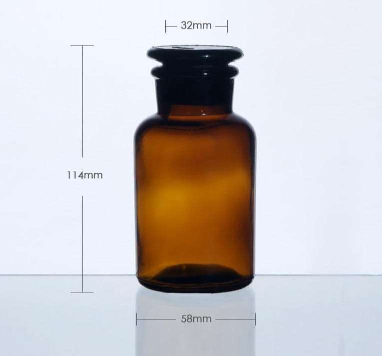 Wide mouth bottle, brown glass, ungraduated, 30 ml to 1.000 ml