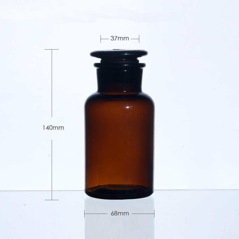 Wide mouth bottle, brown glass, ungraduated, 30 ml to 1.000 ml