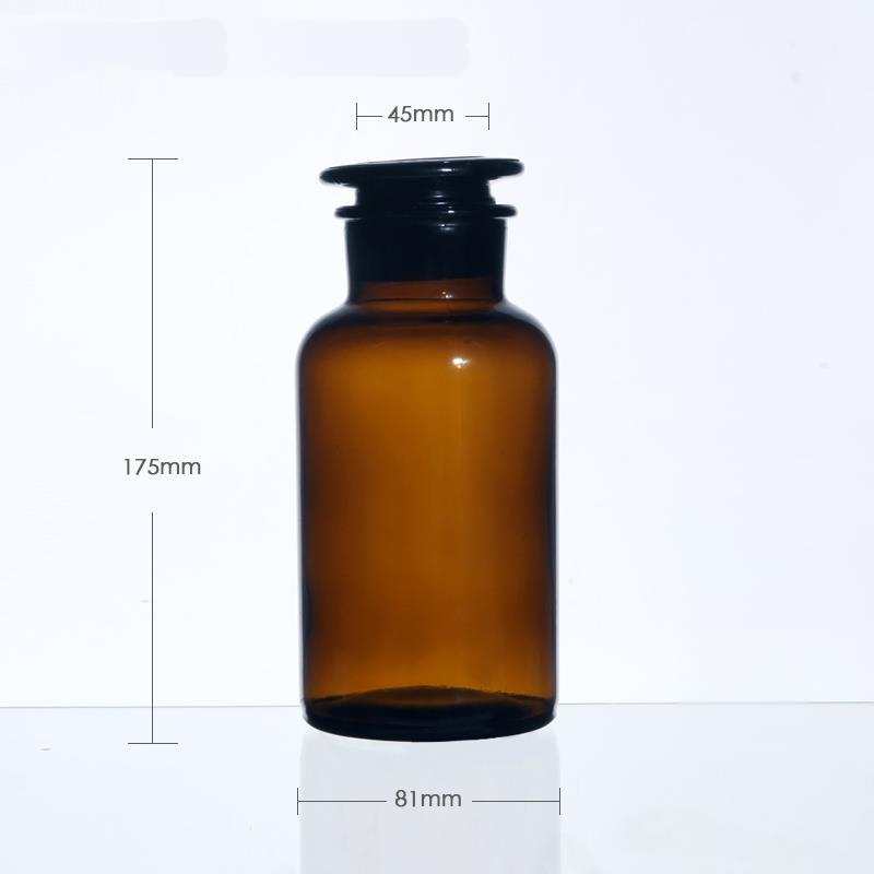 Wide mouth bottle, brown glass, ungraduated, 30 ml to 1.000 ml