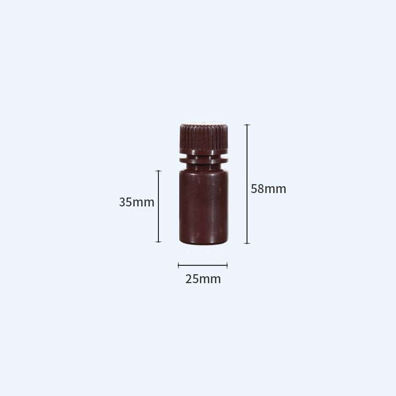 Wide mouth bottles with screw cap, Plastic PP ,brown, capacity 8 ml to 1000 ml