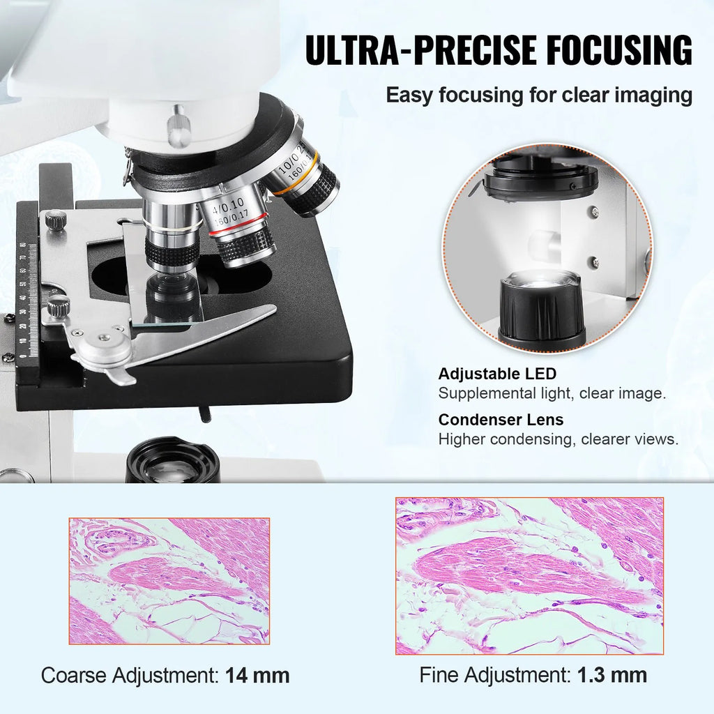 40X-5000X Magnification Trinocular Compound Lab Microscope