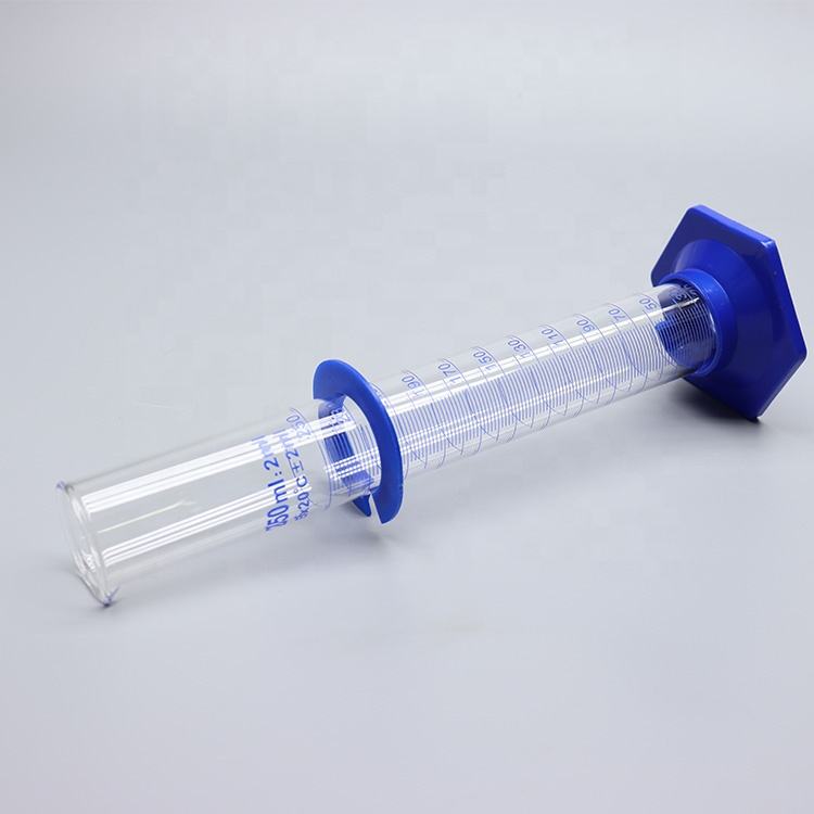 Thick-walled Boro 3.3 glass graduated measuring cylinder with plastic hexagonal base