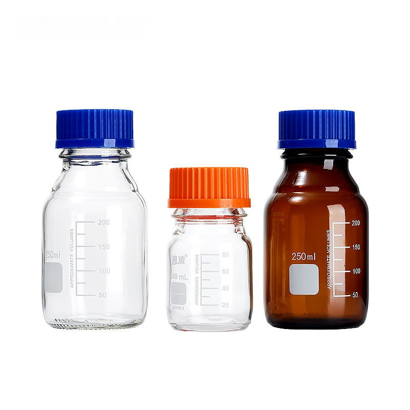 Laboratory Bottle Transparent Amber Color High Borosilicate Glass Reagent Bottle