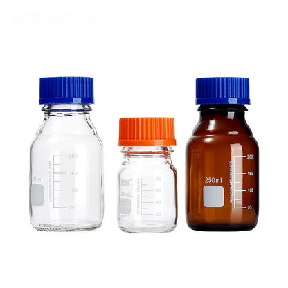 Laboratory Bottle Transparent Amber Color High Borosilicate Glass Reagent Bottle