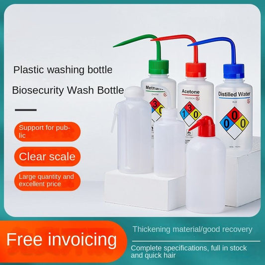 Plastic Safety Laboratory Bottles with White Red Head Mouth Elbow Washing for Methanol Ethanol