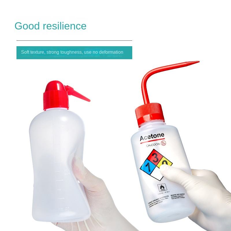 Plastic Safety Laboratory Bottles with White Red Head Mouth Elbow Washing for Methanol Ethanol
