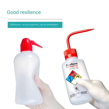 Plastic Safety Laboratory Bottles with White Red Head Mouth Elbow Washing for Methanol Ethanol