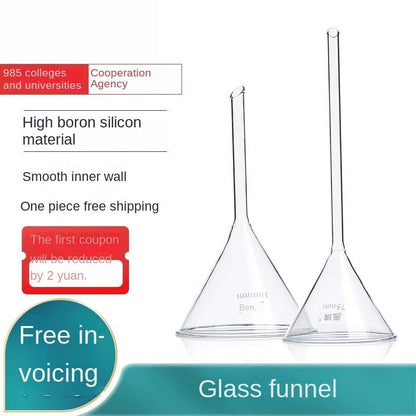 High Borosilicate Glass Funnel Thickened Long Neck Tapered Triangular Funnel Large Small Diameter
