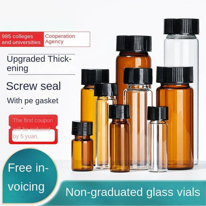 Transparent Brown Liquid Powder Chemical Bottle 3 5 10 15 20 30 40 50 60ml Laboratory Glass Sample