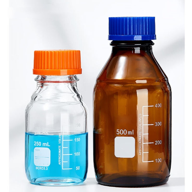 Laboratory 100ml 250ml 500ml Transparent Amber Color High Borosilicate Glass Reagent Bottle