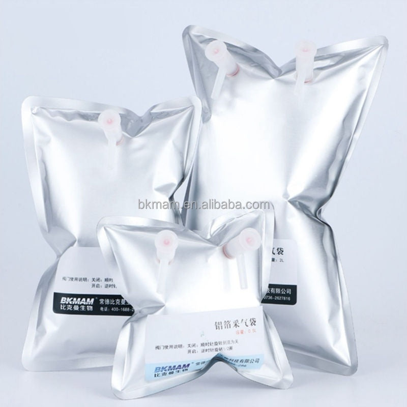 Single Double Valves Odor Gas Bag Aluminium Foil Gas Sampling Bag 0.1l-10l