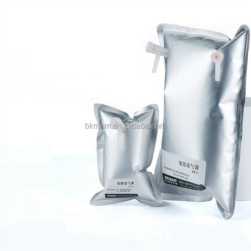 Single Double Valves Odor Gas Bag Aluminium Foil Gas Sampling Bag 0.1l-10l