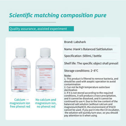 HBSS Buffered Hank's Balanced Salt Solution Phenol Red Free for Calcium-Magnesium Cell Culture