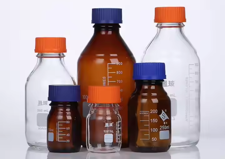 Amber Media Glass Reagent Bottle 100ml 250ml 500ml 1000ml for Laboratories