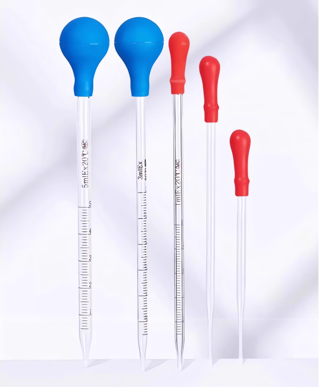 Adjustable Laboratory Pipettes Transparent Brown Small Glass Rubber Head Pipette 90 100 120 150 180