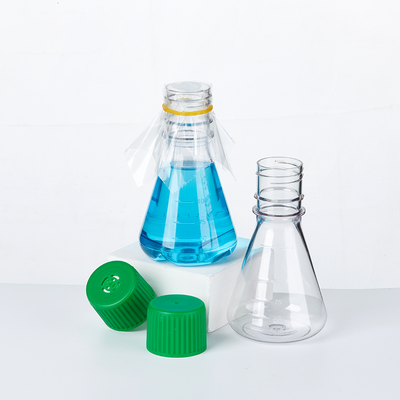 Sterile 125/250/500ml Conical Plastic Culture Bottle Biological Bacterial Cell Shake Bottle