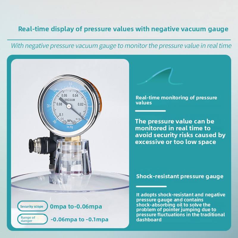 Transparent PC Laboratory Vacuum Dryer Cover Double Valve Pressure Gauge Moisture-Proof Cylinder