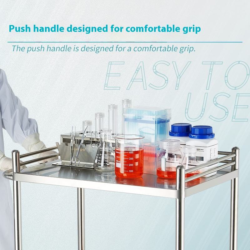 Double-Layer Thickened Stainless Steel Trolley Universal Wheels Available Large Small Sizes