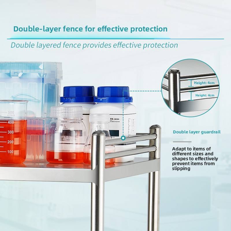 Double-Layer Thickened Stainless Steel Trolley Universal Wheels Available Large Small Sizes