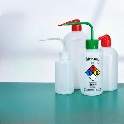 Plastic Safety Bottle with Graduated Red & White Head Curved Spout for Ethanol Cleaning Laboratory