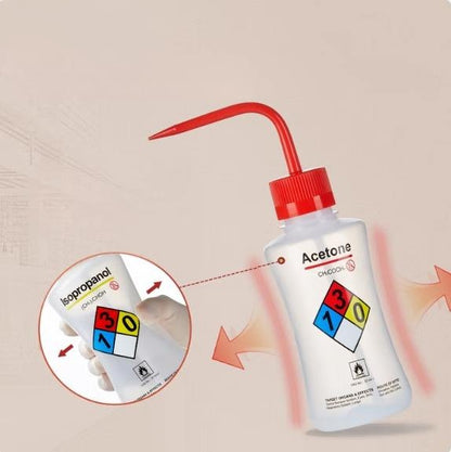 Plastic Safety Bottle with Graduated Red & White Head Curved Spout for Ethanol Cleaning Laboratory