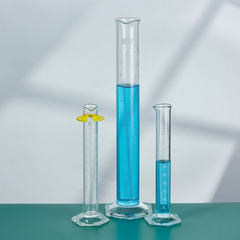 Glassware Boro Glass Hexagonal Base Glass Measuring Cylinder