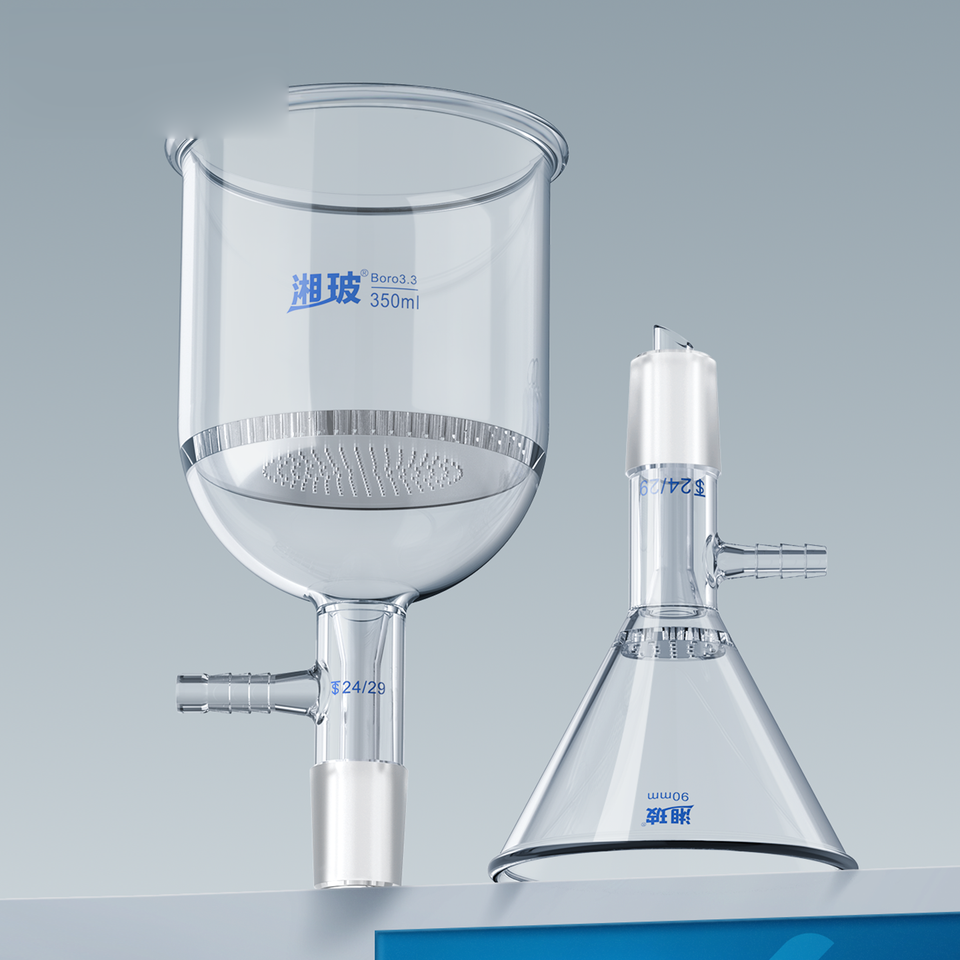 Glass XB Triangular Filter Funnel 60/75/90/100mm Standard Plug Solvent Filter Porous Plate Glass