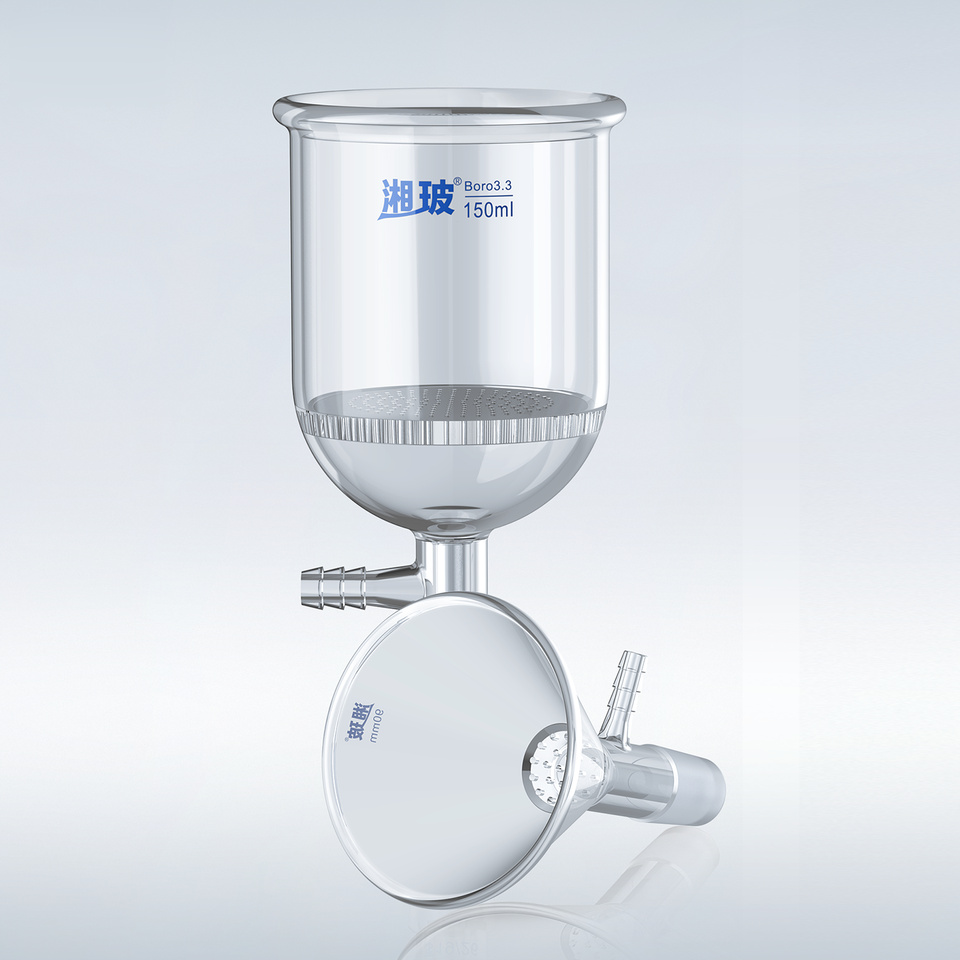 Glass XB Triangular Filter Funnel 60/75/90/100mm Standard Plug Solvent Filter Porous Plate Glass