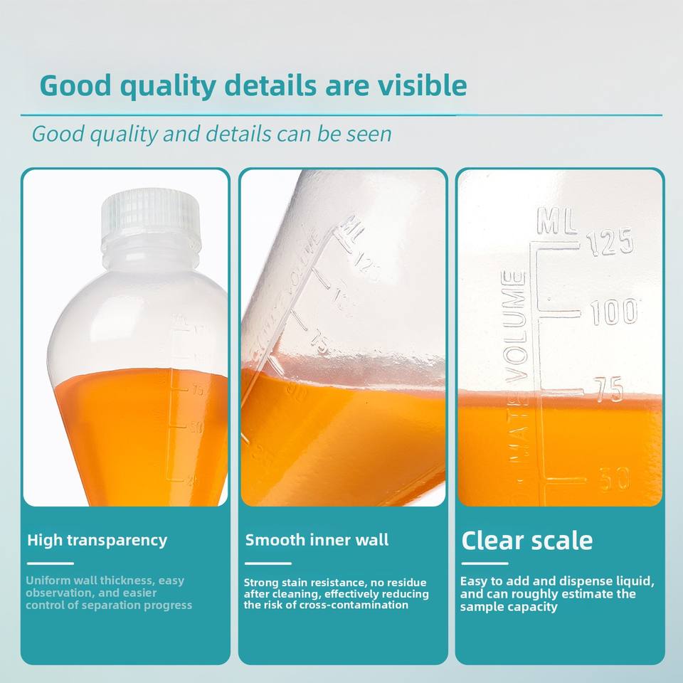 Pear Shape Plastic Separatory Funnel PP Material with Screw Plug and PTFE Stopper 125/250/500/1000
