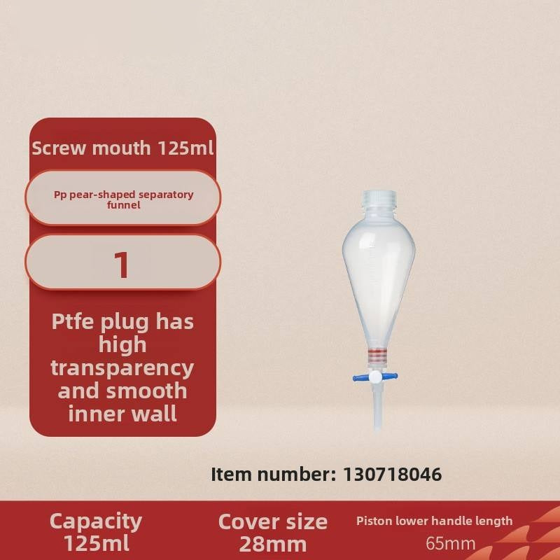 Pear Shape Plastic Separatory Funnel PP Material with Screw Plug and PTFE Stopper 125/250/500/1000