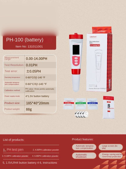 Portable Ph for Pen & Meter for Aquarium Water Quality Testing 0.1ph Accuracy