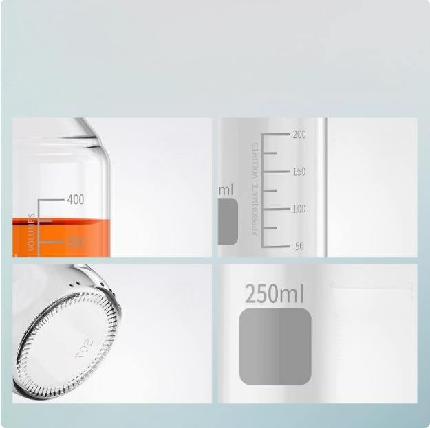 250ml Borosilicate Glass Round Laboratory Bottle with Blue Screw Cap for Media Storage and Reagents