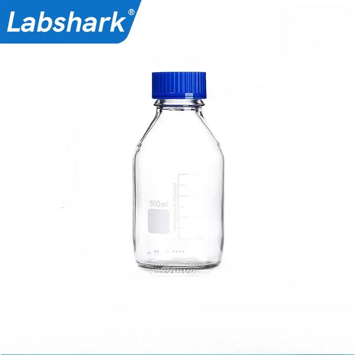 250ml Borosilicate Glass Round Laboratory Bottle with Blue Screw Cap for Media Storage and Reagents
