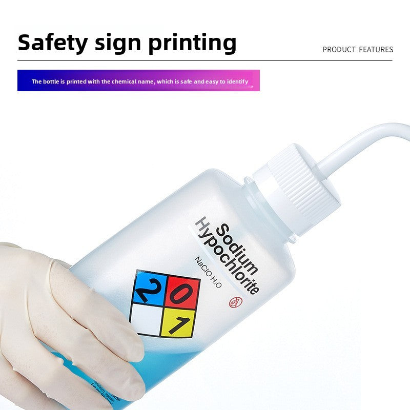 LDPE Safety Bottle Wide-Open Mouth Bent Nozzle for Methanol Ethanol Acetone Distilled Water