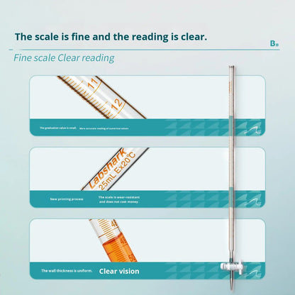 Glass and PTFE Acid Titration Tube for Laboratory Use with Fixed Rack