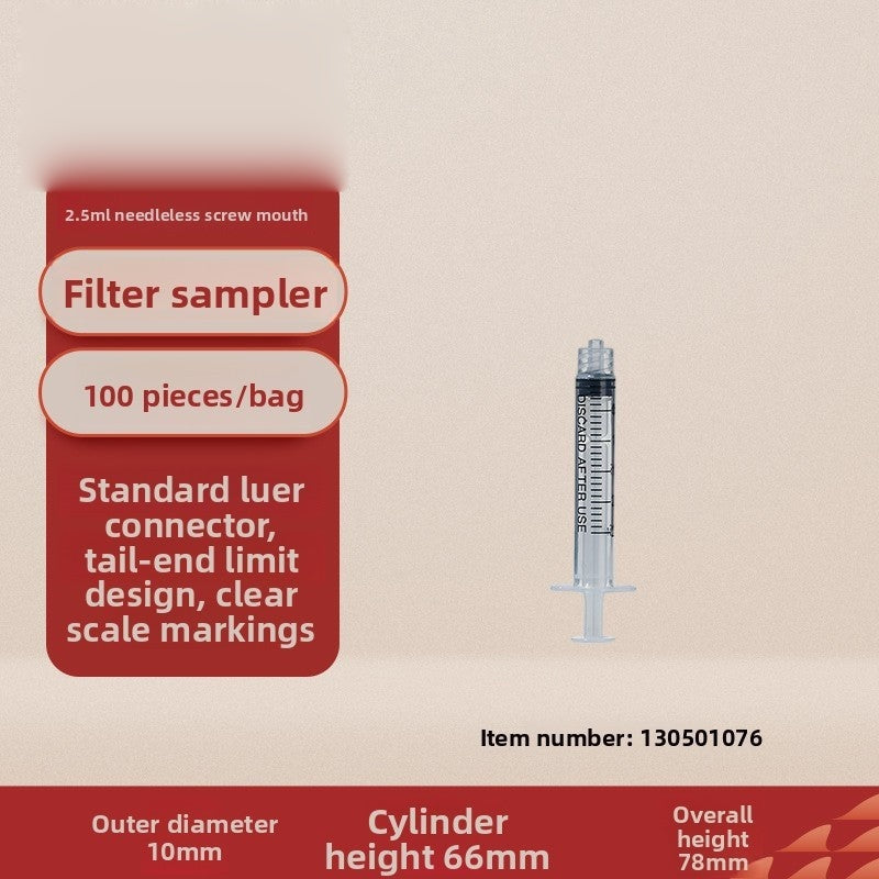 Disposable Plastic Sampler Screw-Thread Socket Injector Lab Syringe Needle Filter