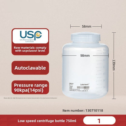 High-Speed Centrifuge Bottle Plastic Flat Bottom High Temperature Resistant USP Class VI PP Screw