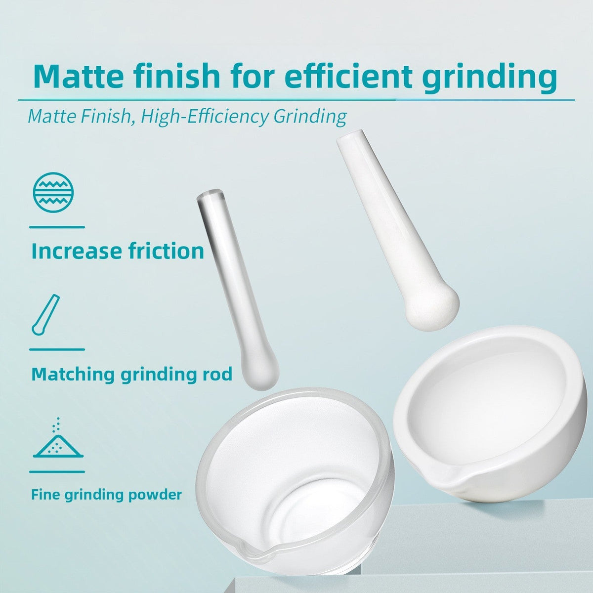 Ceramic and Glass Mortar Laboratory Pestle Medicine Grinding Bowl with Pestle and Grinding Rod