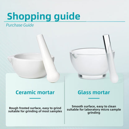 Ceramic and Glass Mortar Laboratory Pestle Medicine Grinding Bowl with Pestle and Grinding Rod