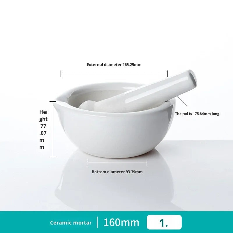 Ceramic and Glass Mortar Laboratory Pestle Medicine Grinding Bowl with Pestle and Grinding Rod
